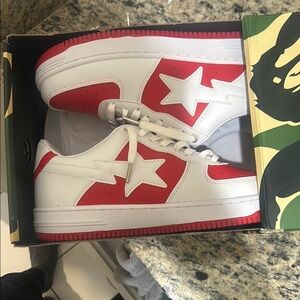 Bape Red and White Sneakers